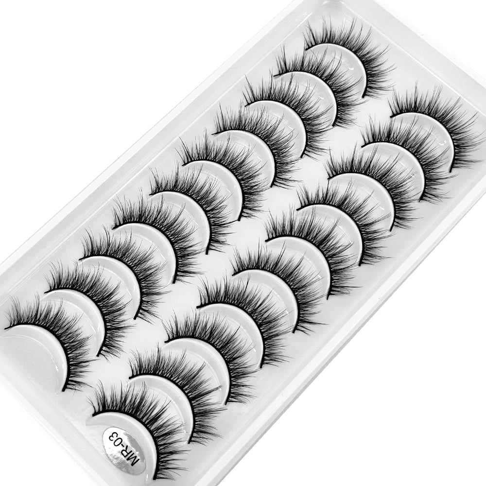 New 10 Pairs 3D Faux Mink Lashes Natural Long Soft Short Lashes Handmade Fake Lashes Makeup Tool Eyelashes Extension Maquiagem