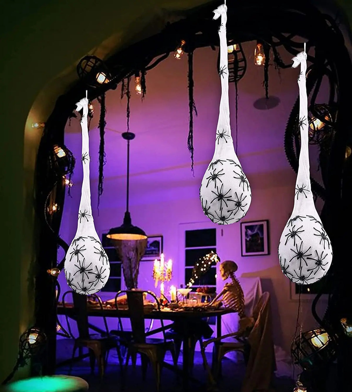 1-5PCS Hanging Light Up Spider Egg Sac Outdoor Decoration Glowing Web Egg for Halloween Party Indoor Gift Decor