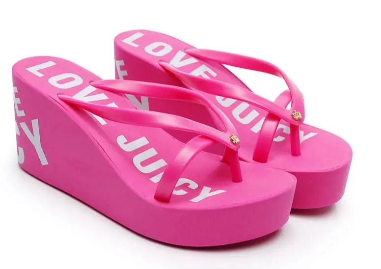 8cm 11cm Summer Wedges Flip Flops for Women Cloth Clip Toe Chunky Platform Slippers Woman Plus Size Light Non-slip Beach  Sandal