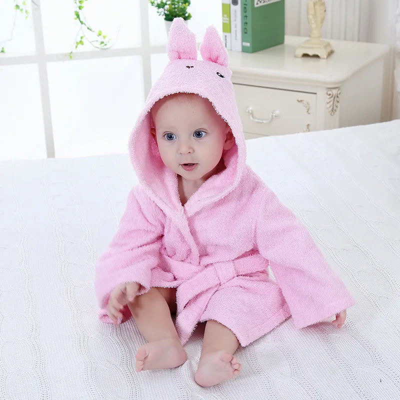 Cotton Baby Robe Bath Towel Cartoon Hoodies Infant Girls Boys Sleepwear Bath Blanket Kids Soft Bathrobe Pajamas Kids Clothing