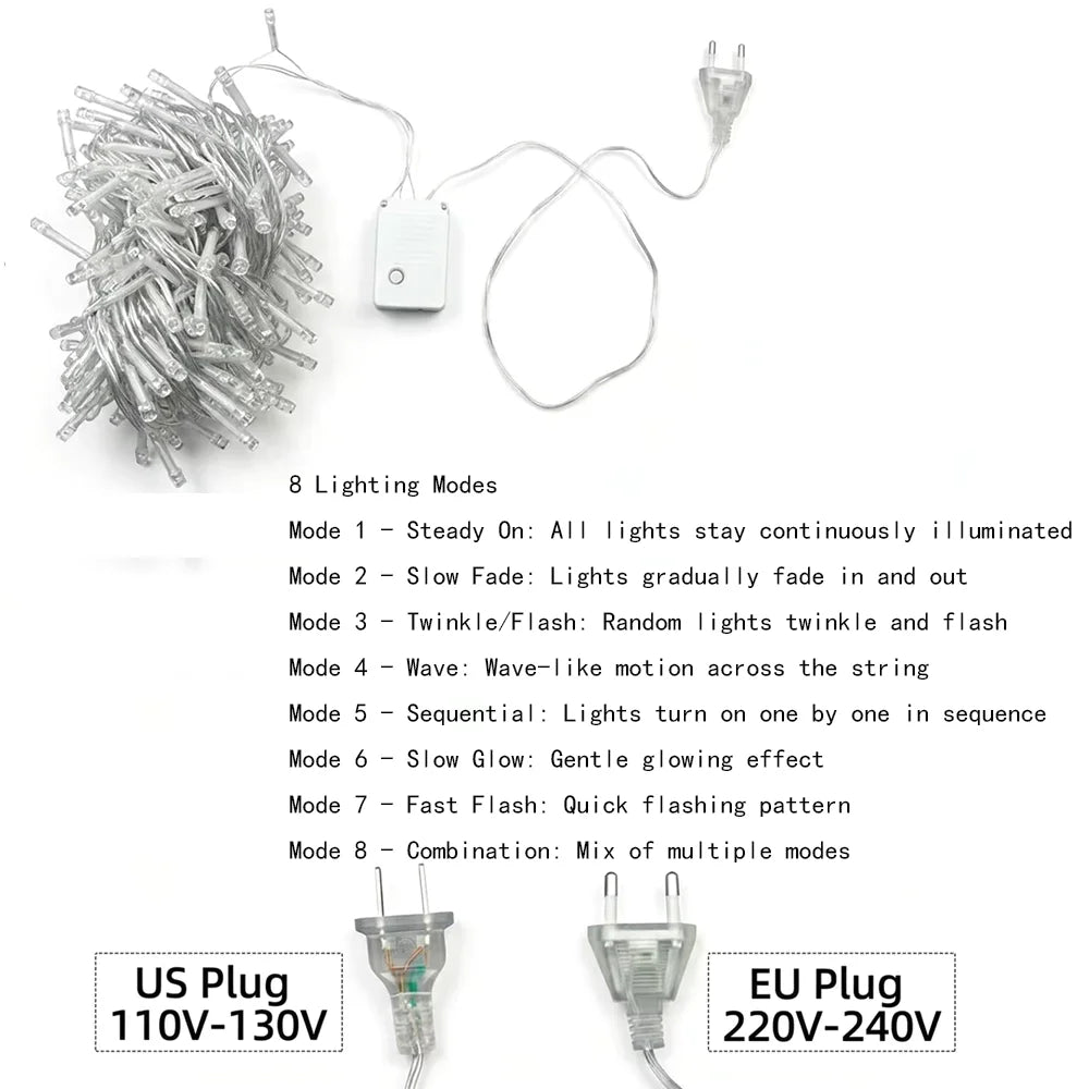 Christmas Lights 5M 10M 20M 30M 50M 100M Led String Fairy Light 8 Modes Christmas Lights For Wedding Party Holiday Lights