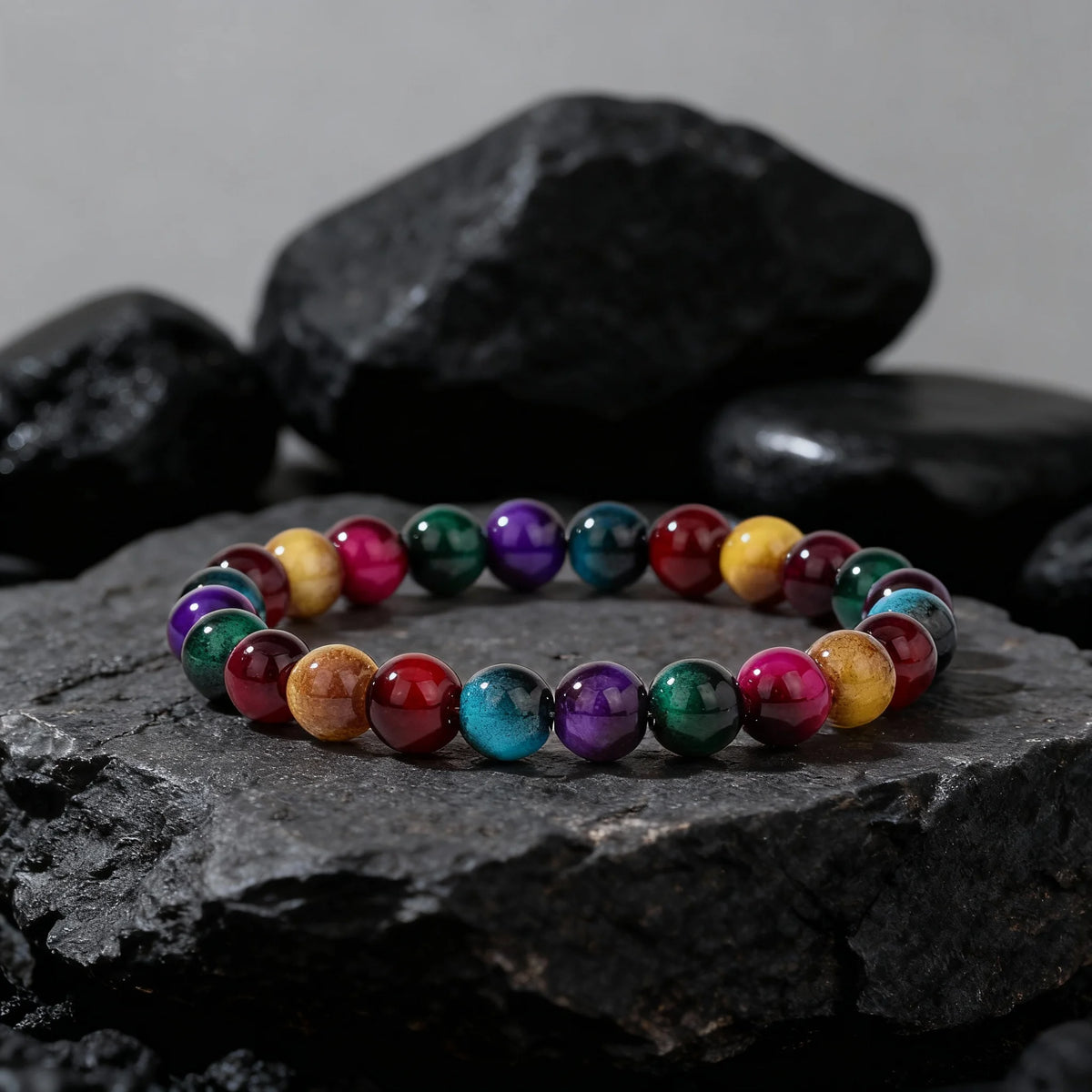 Fashion Autumn and Winter Jewellery Yellow Green Red Purple Blue Brazaletes for Family Banquet Unique Beaded Bracelets for Women