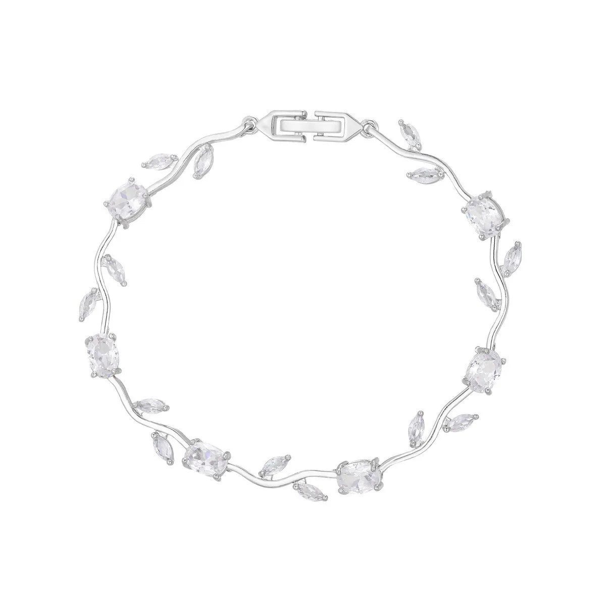LATS Colorful Trendy Charm Sparkling Leaf Cubic Zirconia Bracelets for Women Party Wedding Fashion Jewelry Gift