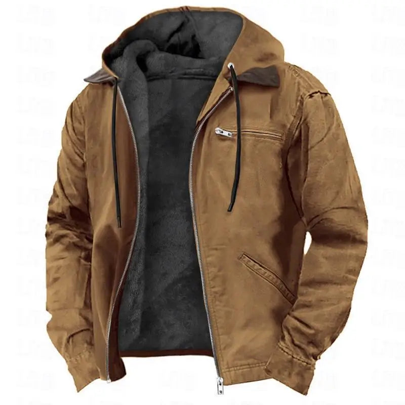 American European New Fashion Men’s Casual Trendy Solid Color Zipper Simple Cotton Padded Jacket Male Loose Coats Parkas Clothes