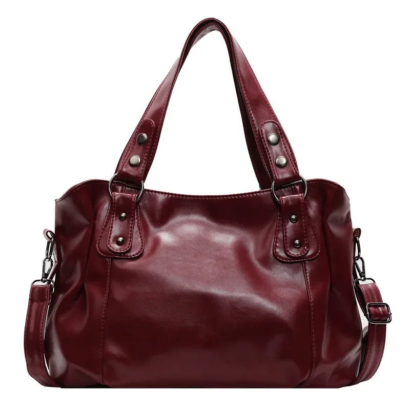 Trendy Large Capacity Women's Crossbody Shoulder Bag Elegant Design Polyester Lining PU Leather Material Zipper Closure