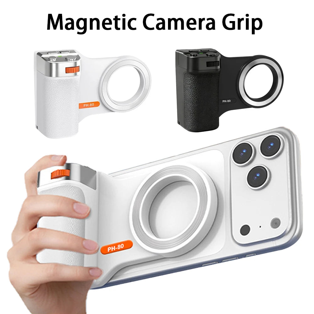 PH‑80 Magnetic Camera Grip Bluetooth Remote Shutter Zoom Control Anti‑Slip Handheld Shooting Handle Universal For IOS Android