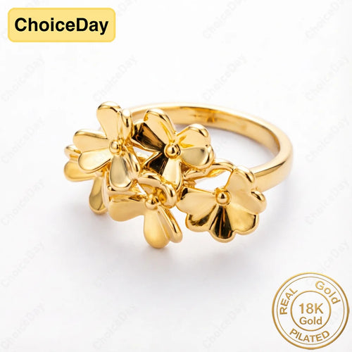 18K Gold Plated Exquisite Flower Ring, Fashionable and Elegant Gift for Women, Wedding Party Jewelry