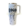 Logo Custmizable Tumbler DIY Rhinestone Ice Drink Bottle Double Layer Vacuum Thermal Insulation Handle Cup Pearl Bead Bling Gift