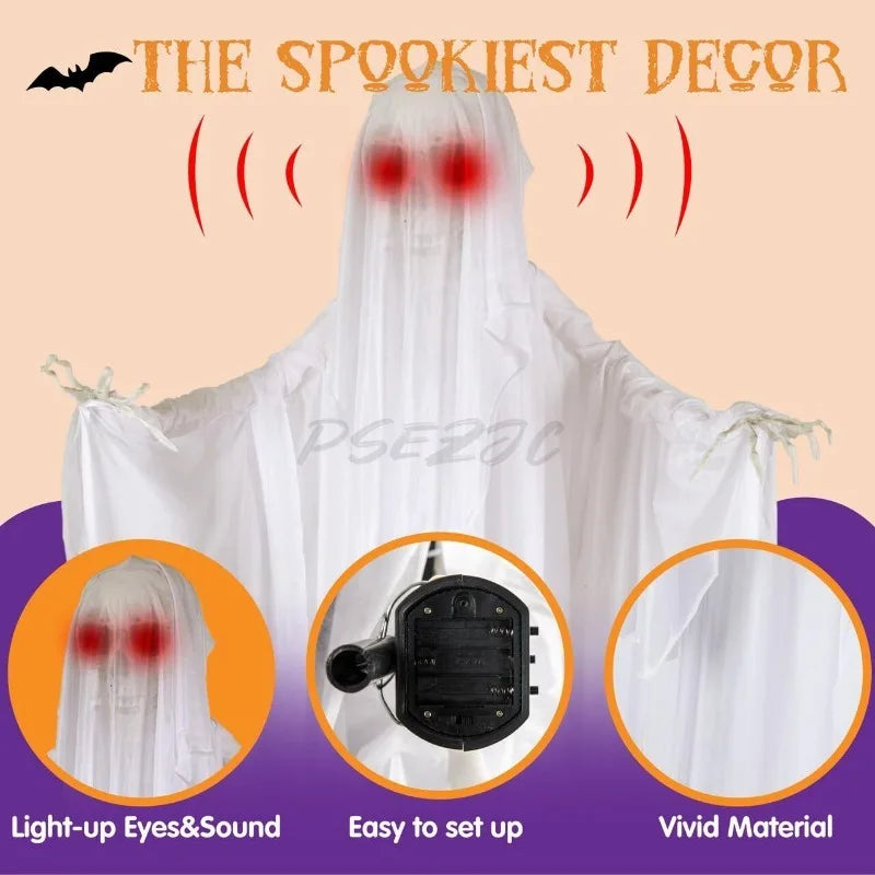 Halloween Voice Controlled Luminous Sound Standing Swinging Ghost 1.7m Terrifying Venue Decoration and Props