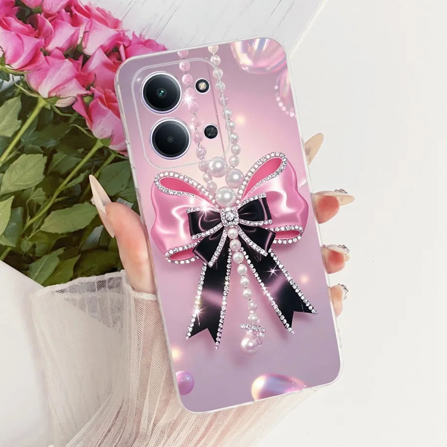 For Xiaomi Redmi 15C 5G 2025 Case Fashion Flower Bow Soft Silicone Clear Back Cover For Xiaomi Poco C85 5G Redmi15C 173MM Bumper
