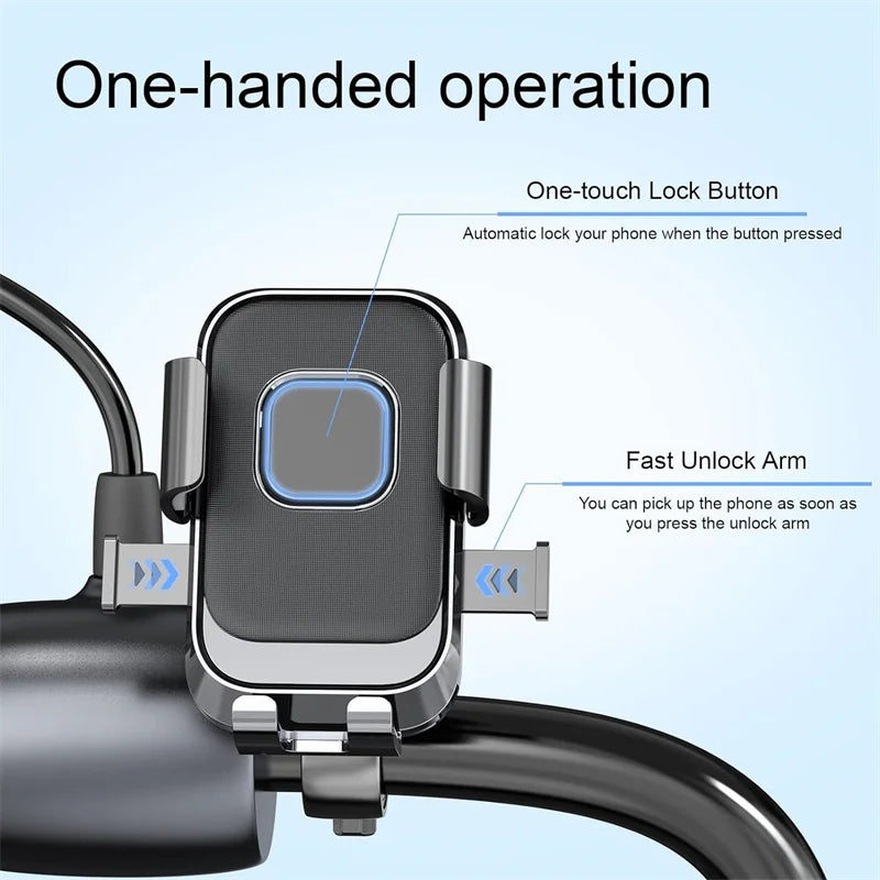 New·Moto Bike Phone Holder One Hand Operation And 360° Rotatable Phone Holder For Motorcycle And Scooter