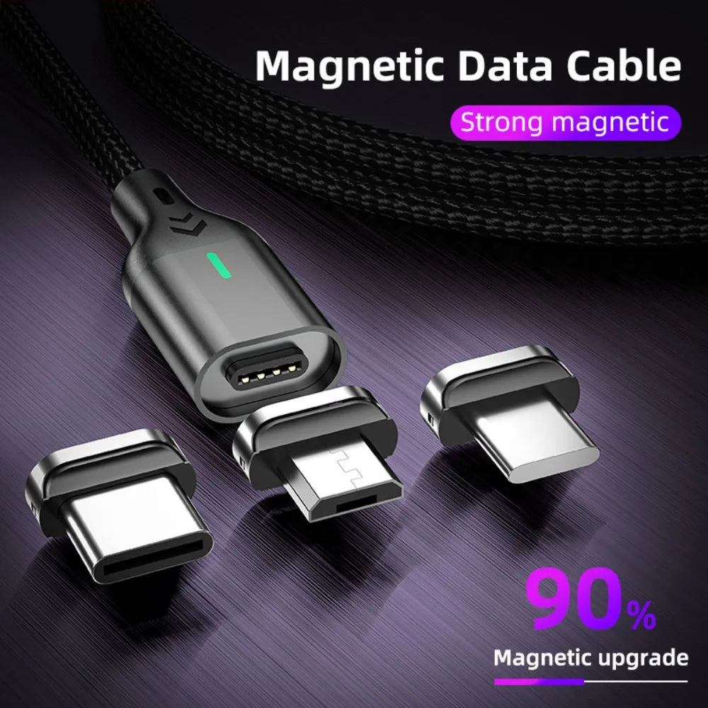 AUFU Magnetic Cable 3A Fast Charging Type C Phone Data Cord For iPhone Xiaomi Huawei Realme Magnet Charger Micro USB Cable Wire