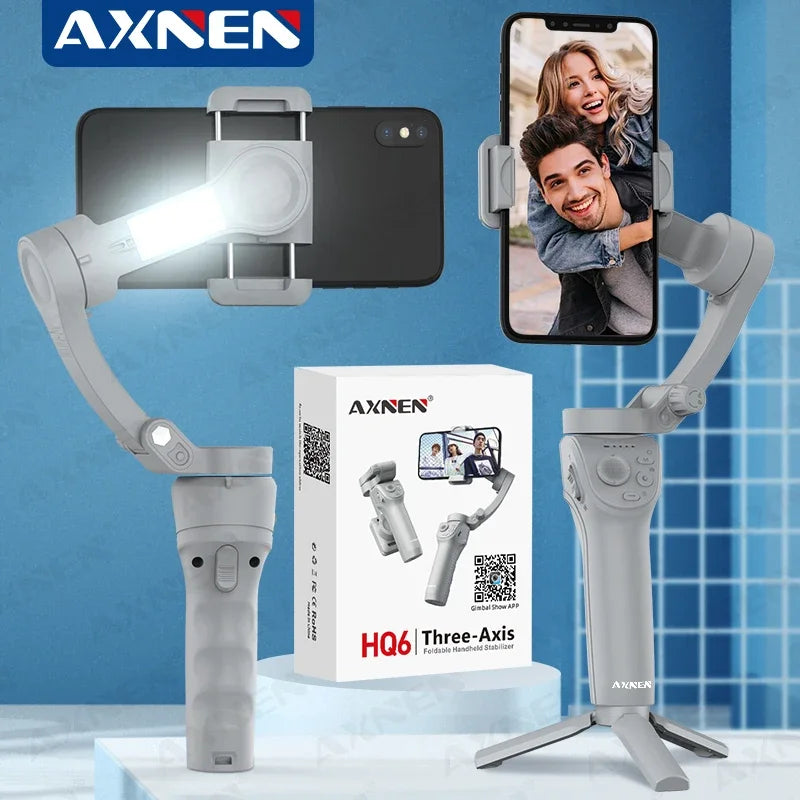 3-Axis Handheld Gimbal Stabilizer with Zoom Function  Fill Light Image Stabilization for Smartphones Supports Face Tracking