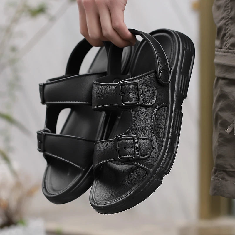 2026 New Thick Sole Sandals for Men Summer Comfortable Slip Resistant Simple Fashion Outdoor Beach Two Way Slide Sandals