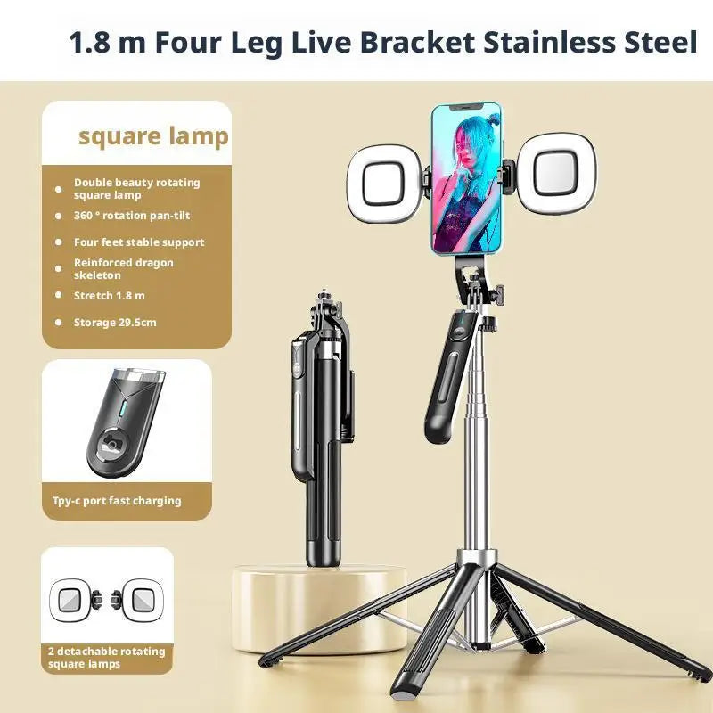 1.8m Phone Tripod and Selfie Stick  with Wireless Remote & Extendable Phone Mount Compatible with IPhone/Android
