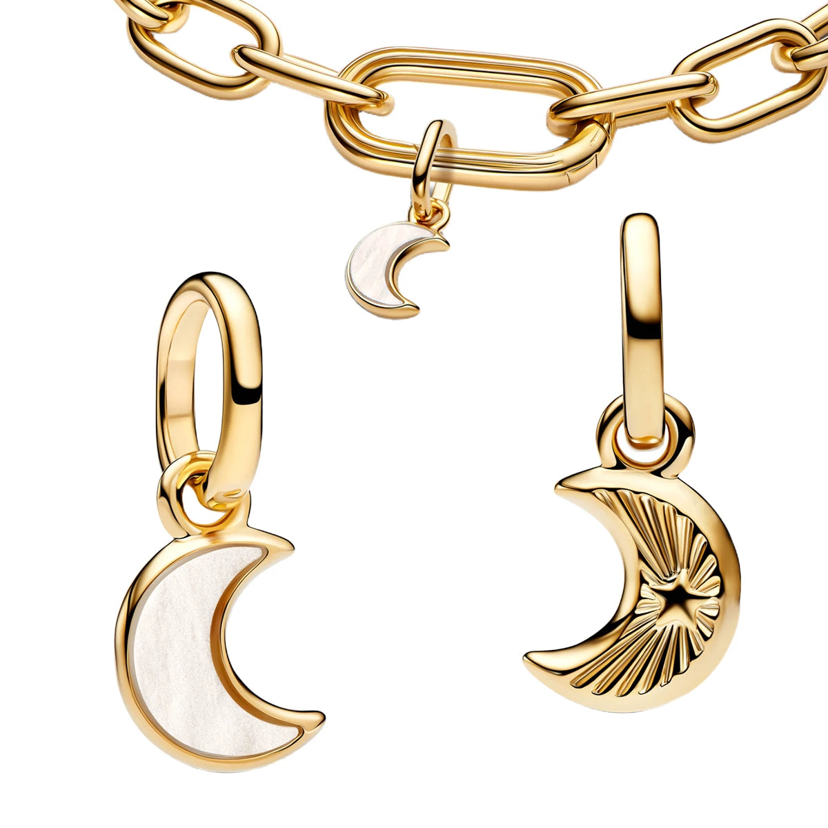 2026 Original 925 Silver Heart shaped Sun Moon Ring Bead Pendant Bracelet Necklace Women's DIY Jewelry Festival Gift