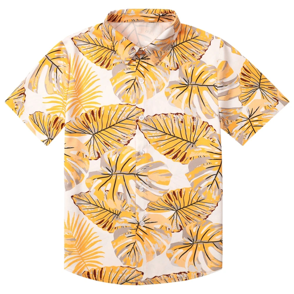 Hawaiian Children's Shirt Plant Flower Pattern Print Kids's Short Sleeved Shirt Holiday Seaside Tops Outdoor Children's Clothing