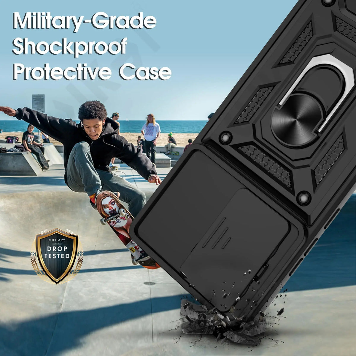Case For Xiaomi Poco X8 Pro Max 4G 5G Armor Sliding Camera Cover 360 PC Support Ring and Tpu Case Back Funda Shell Coque
