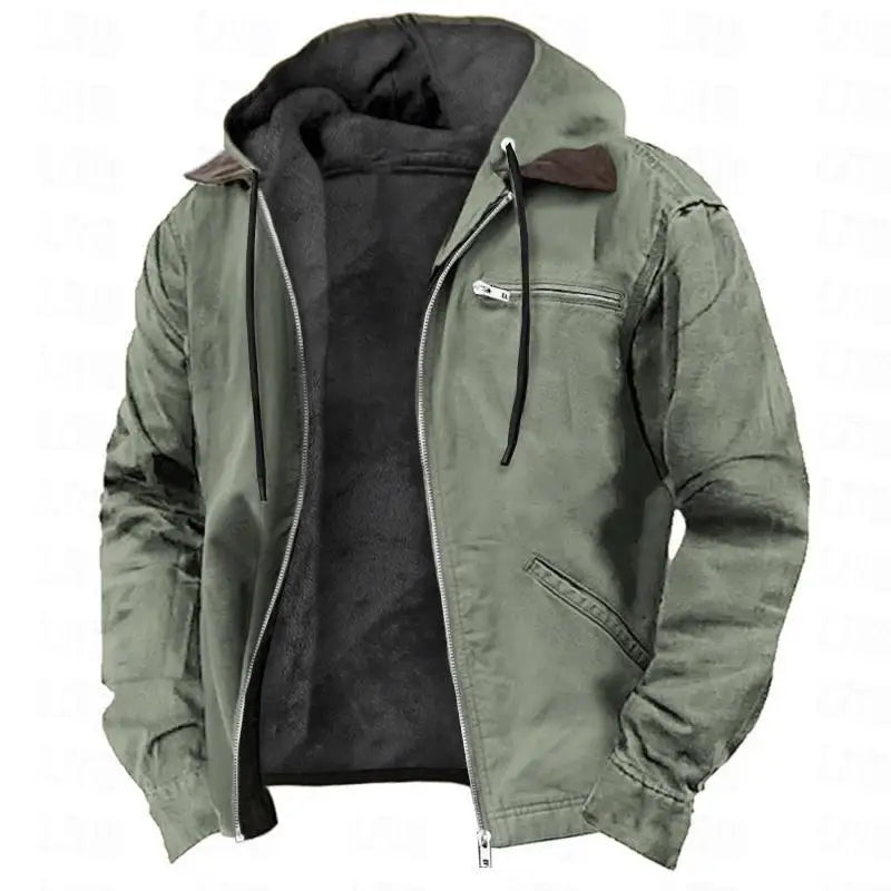 American European New Fashion Men’s Casual Trendy Solid Color Zipper Simple Cotton Padded Jacket Male Loose Coats Parkas Clothes
