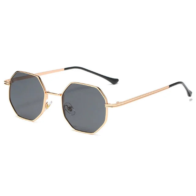 Sunglasses Women UV400 Mirror Lens Vintage Square Metal Alloy Frame Small Polygon Anti Glare for Men Ladies Sun Glasses Fashion