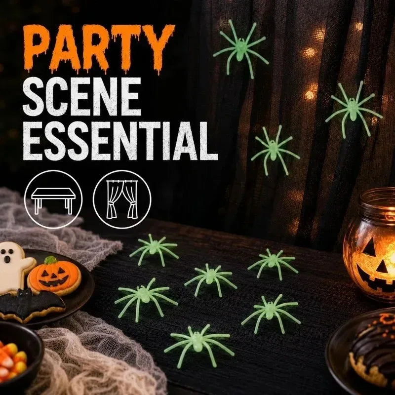 30/300pcs Halloween Luminous Spider Glow in The Dark Realistic Horror Spider Spooky Pranks Haunted House Party DIY Decor Props