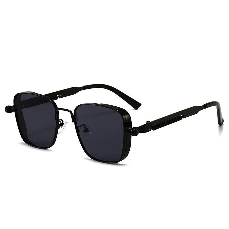 Fashion Metal Punk Style Sunglasses for Men Anti-UV Driving Glasses Women Eyepiece Sunglasses with Spring Hinges