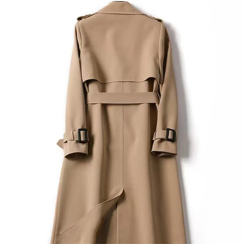 Women's Mid-Length Over-Knee British Style Coat Spring Autumn New Korean Version plus Size Fashionable Outerwear Coat