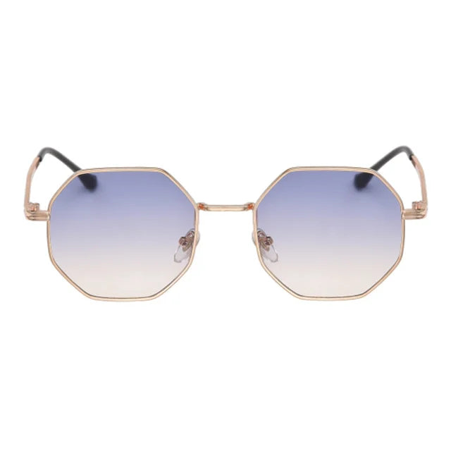 Sunglasses Women UV400 Mirror Lens Vintage Square Metal Alloy Frame Small Polygon Anti Glare for Men Ladies Sun Glasses Fashion