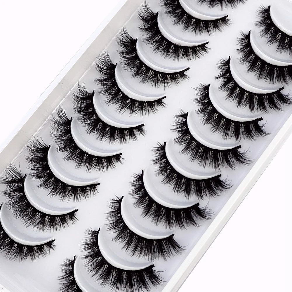 New 10 Pairs 3D Faux Mink Lashes Natural Long Soft Short Lashes Handmade Fake Lashes Makeup Tool Eyelashes Extension Maquiagem
