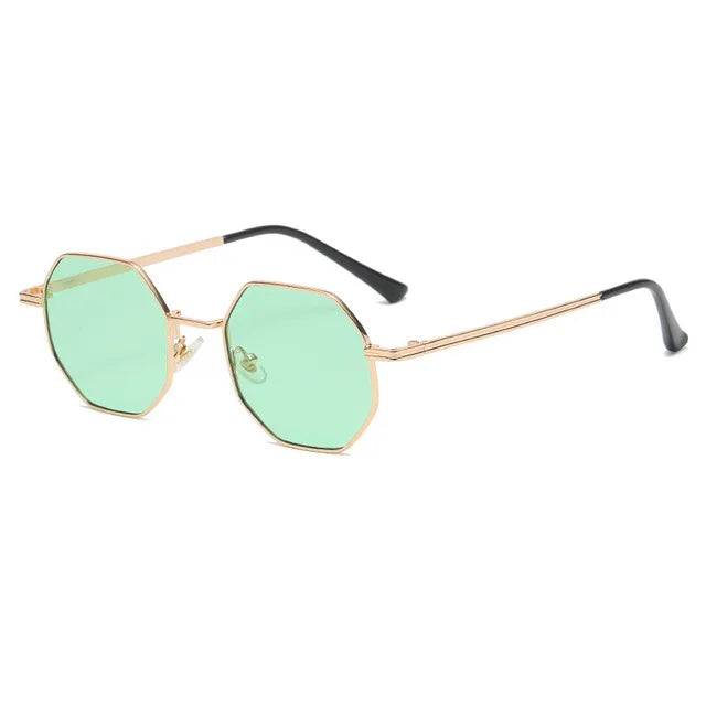 Sunglasses Women UV400 Mirror Lens Vintage Square Metal Alloy Frame Small Polygon Anti Glare for Men Ladies Sun Glasses Fashion