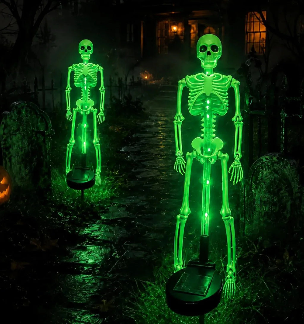 LED Solar Glowing Skeleton Garden Light Waterproof Halloween Outdoor Yard Decoration  Stake Lamp for Lawn Pathway Party