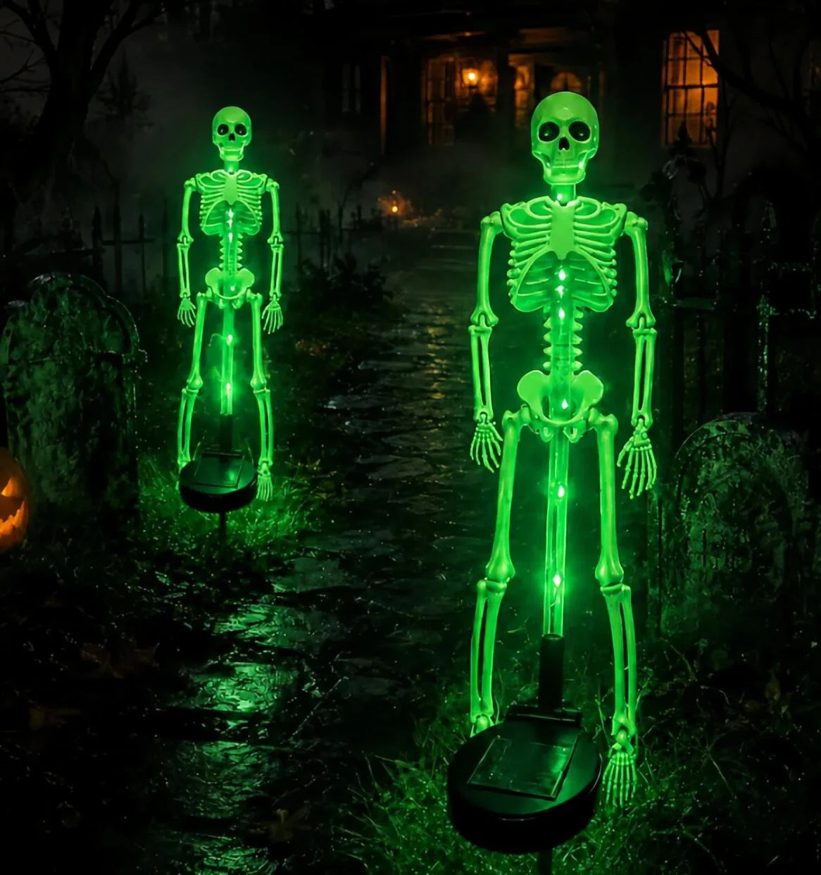 LED Solar Glowing Skeleton Garden Light Waterproof Halloween Outdoor Yard Decoration  Stake Lamp for Lawn Pathway Party