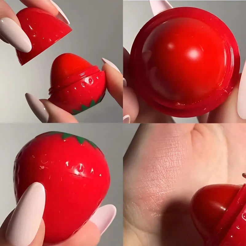1/4Pcs Strawberry Lip Balm Long-Lasting Moisturizing Repair Hydrating Red Lipstick Cute Fruits Repairs Dry Lips Care Cosmetics