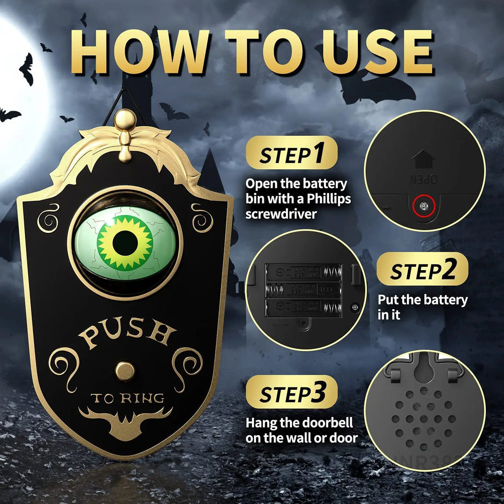 Halloween Decoration LED Hanging One-Eyed Doorbell Glowing Eyeball Horror Sound Halloween Party Home Decorations Props 2025