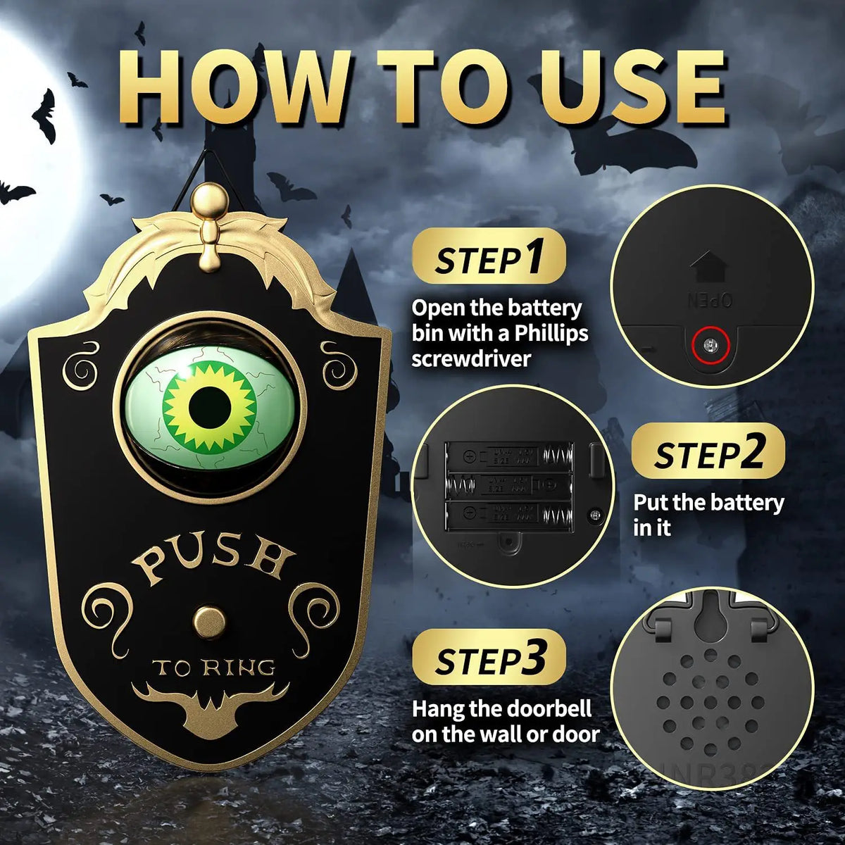 Halloween Decoration LED Hanging One-Eyed Doorbell Glowing Eyeball Horror Sound Halloween Party Home Decorations Props 2025