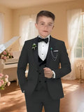 24h Ship Boy's Formal 4-piece Suit Set Including Blazer Vest Pants Bow-tie Smart Kids Tuxedo Suits Dress Wedding Ring Bearer