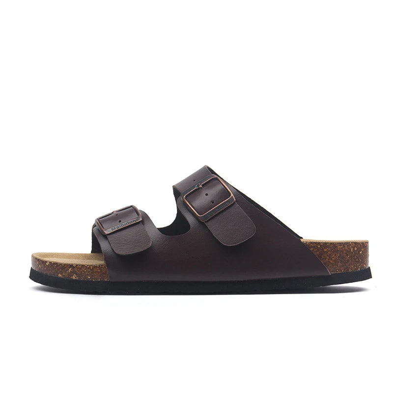 Slippers For Men Casual Classic Summer Top Quality Buckle Comfortable Leather Slipper