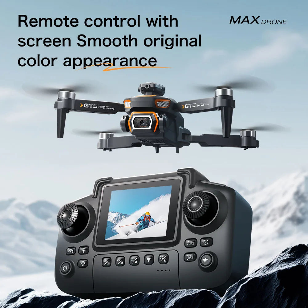 GPS GT5 Foldable RC Drone 8K Dual Camera 5G WiFi FPV Screen Remote Control Obstacle Avoidance Brushless Optical Flow Quadcopter