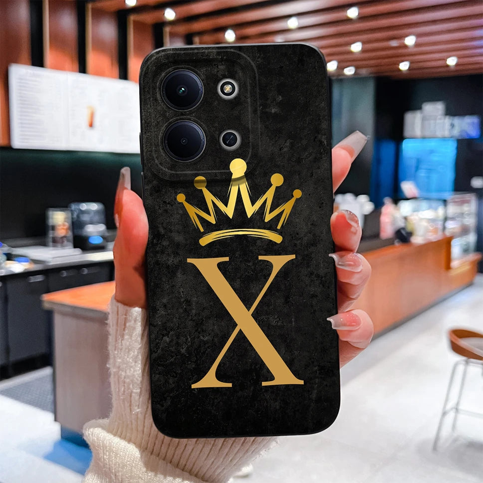 For Redmi 15C 4G 5G Couple Phone Case Fashion Crown Letters Protective Back Cover For Redmi15C Soft Smooth Liquid Silicone Funda
