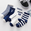 5Pairs/Lot Kids Boys Socks Korean Letter Stripe Print Sock for Kids Spring Autumn Soft Cotton Children Sport Socks