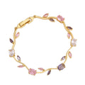 LATS Colorful Trendy Charm Sparkling Leaf Cubic Zirconia Bracelets for Women Party Wedding Fashion Jewelry Gift