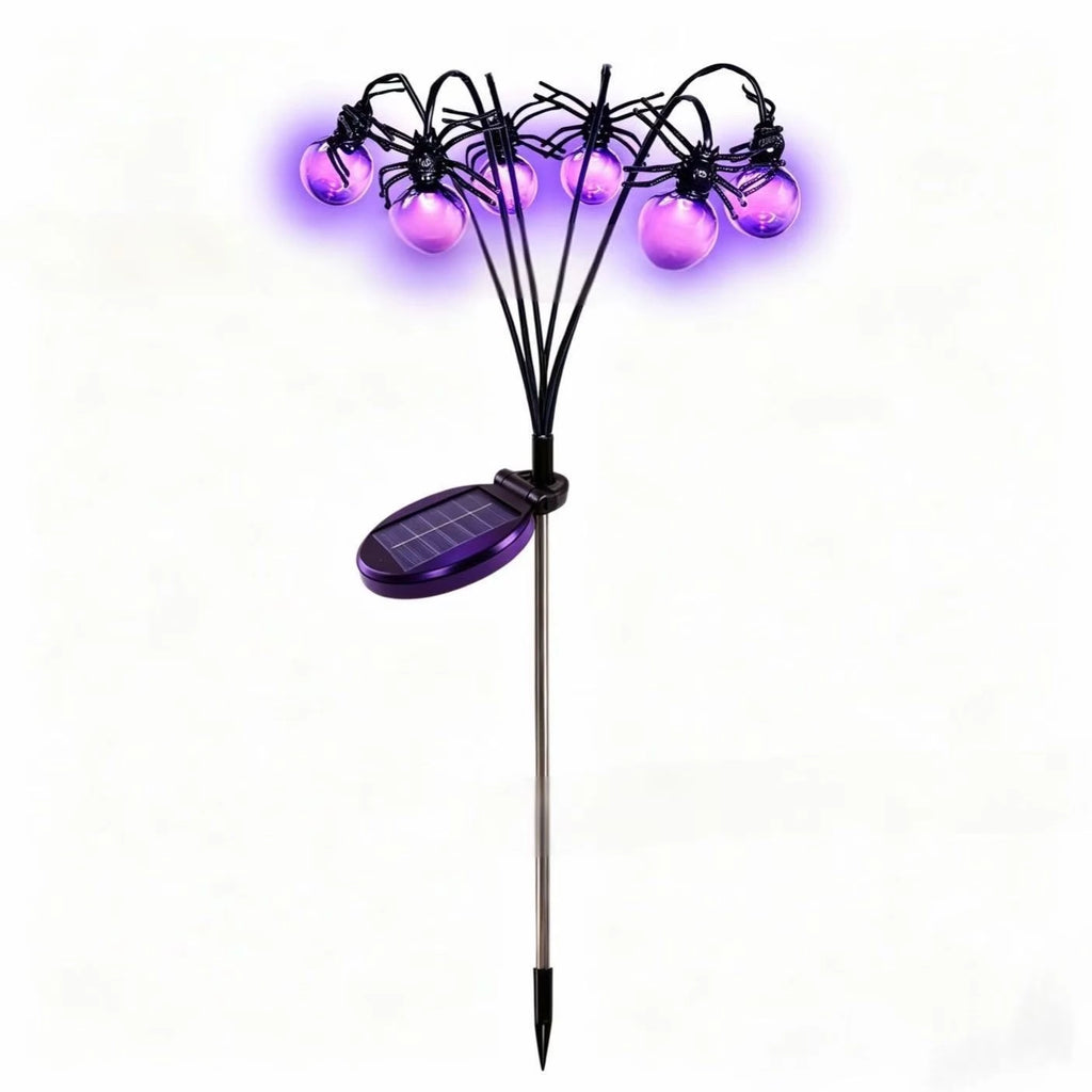 New Halloween Solar Lights Purple Spider Outdoor Garden Decorative Waterproof Yard Lights for Pathway Lawn Patio,Party Decor