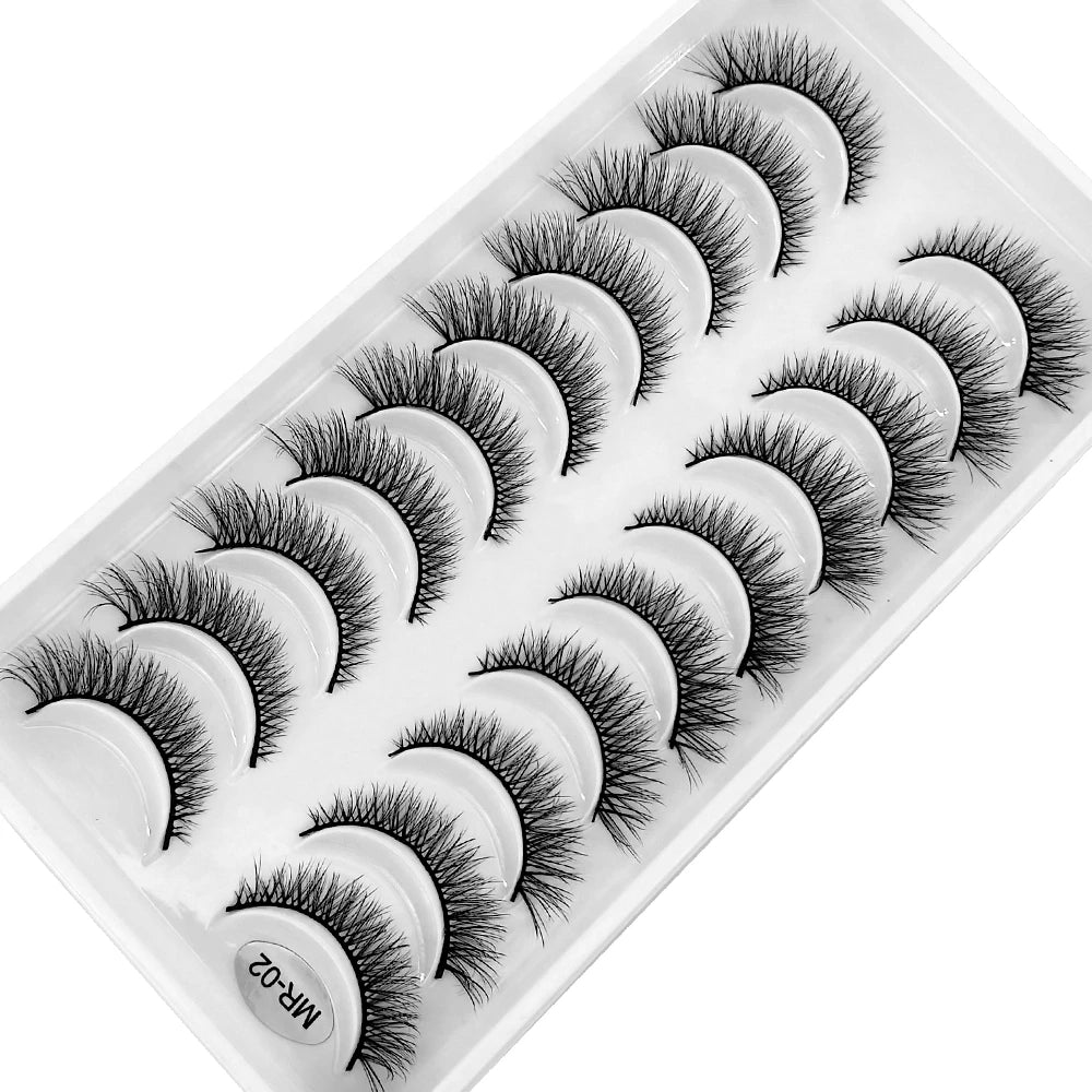 New 10 Pairs 3D Faux Mink Lashes Natural Long Soft Short Lashes Handmade Fake Lashes Makeup Tool Eyelashes Extension Maquiagem