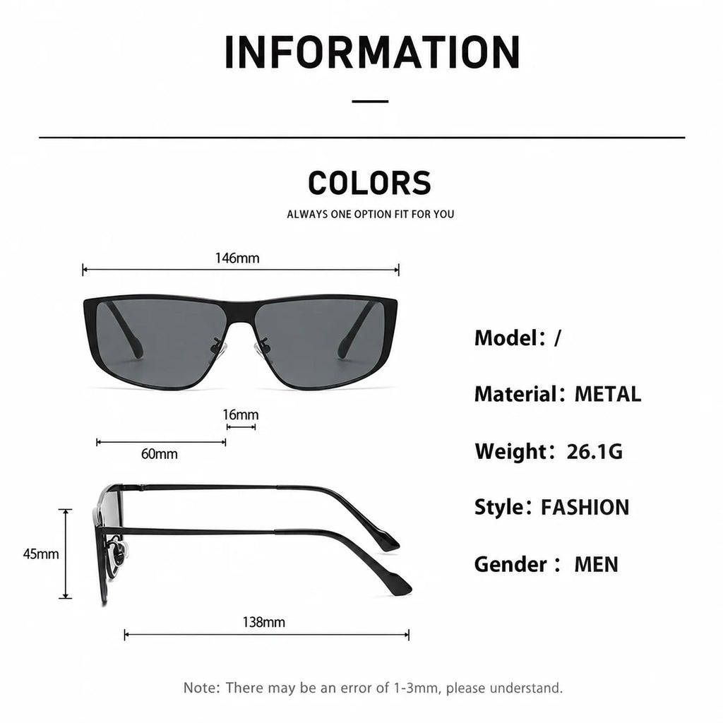 Big Frame Sunglasses Men Women One Piece Top Metal Frame Sun Glasses Fashion Streetwear Luxury Shades Driving Eyewear Anti Glare