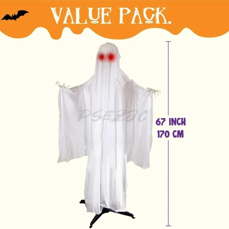 Halloween Voice Controlled Luminous Sound Standing Swinging Ghost 1.7m Terrifying Venue Decoration and Props