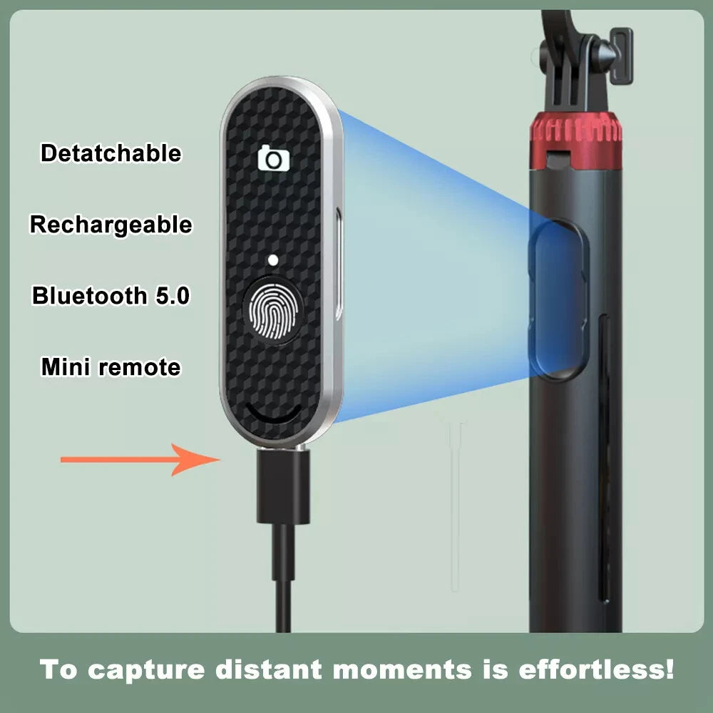 Selfie Stick Tripod 160CM Extendable Selfie Stick with Bluetooth Rechargable Remote Compatible with IPhone Android Phone, Camera