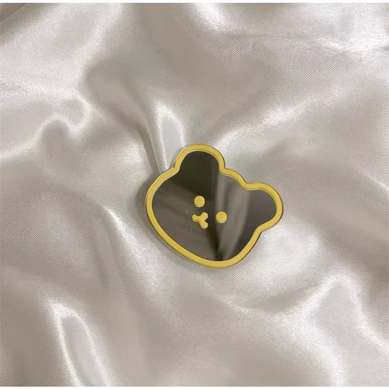 Fashion Love Heart Make Up Mirror Glossy Phone Bracket Tulip Flowers Foldable Phone Holder Cute Bear Universal Stand Holder