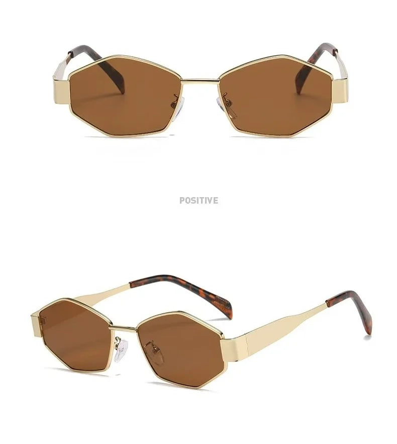 Fashion Hexagon Sunglasses Women 2025 Luxury Brand Design Unique Polygon Sun Glasses Men Vintage Small Frame Eyewear Shades