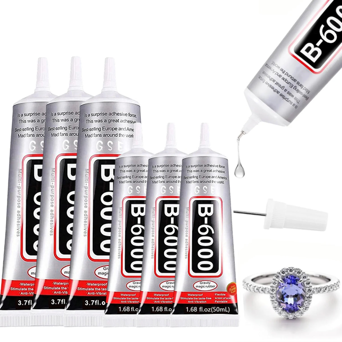B6000 Clear Glue for Jewelry Making,Fabric,Tumblers,Rhinestones DIY Crafts,Nail Art,Makeup,Shoes,Cell Phones, Tablet,Wood