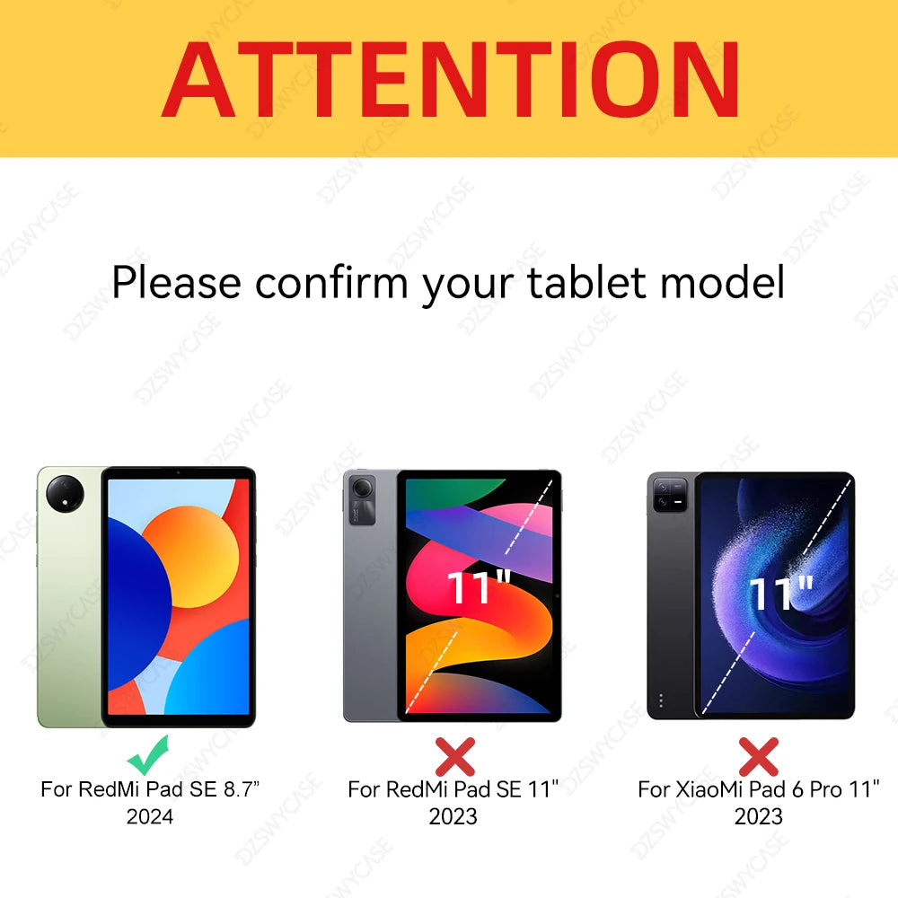 Case for Xiaomi Redmi Pad SE 8.7 inch 2024, Silicone Tablet Case, Slim Trifold Stand, Smart Cover with Auto Sleep / Wake